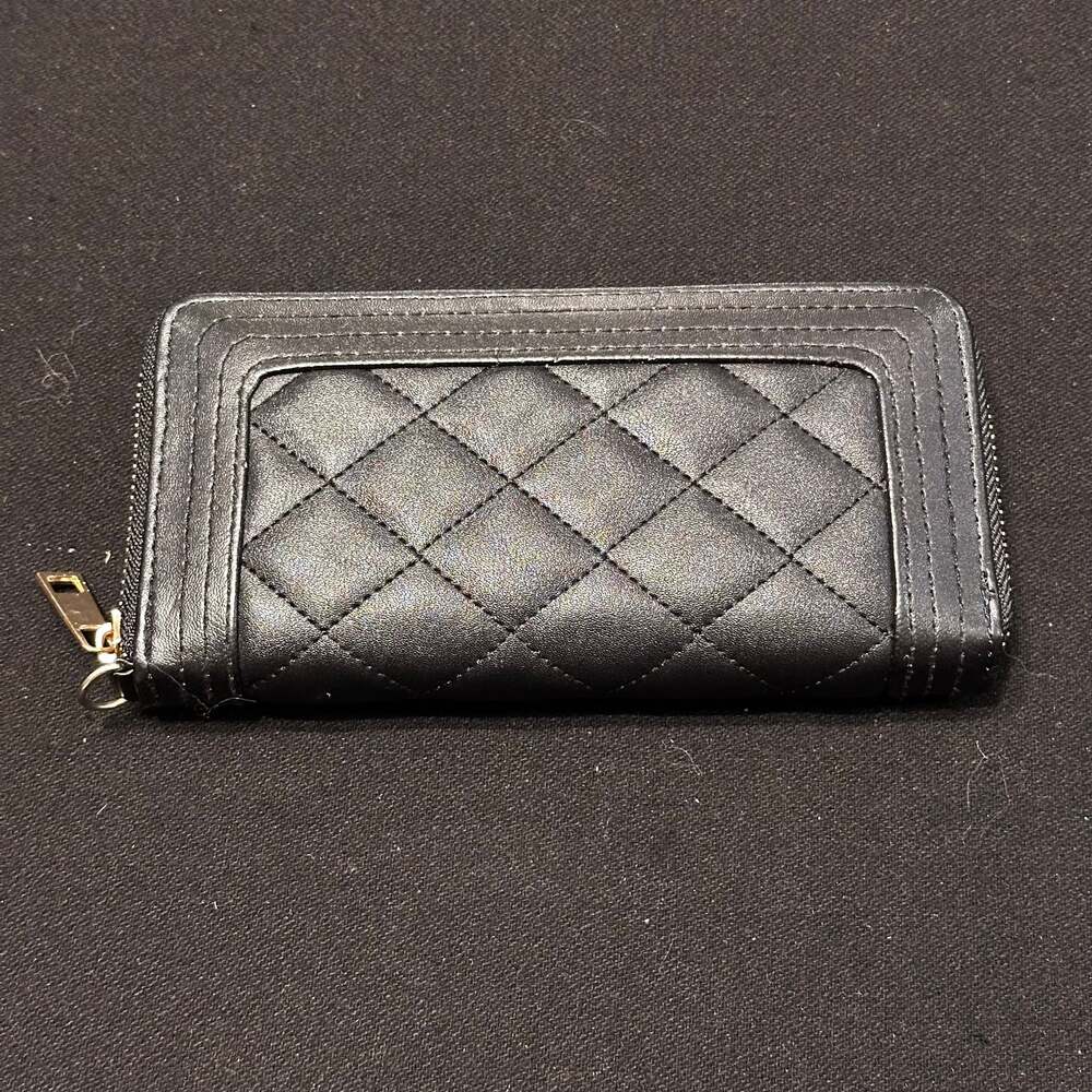 Charlotte Russe Vegan Leather Black Wallet Zippered Purse Clutch
